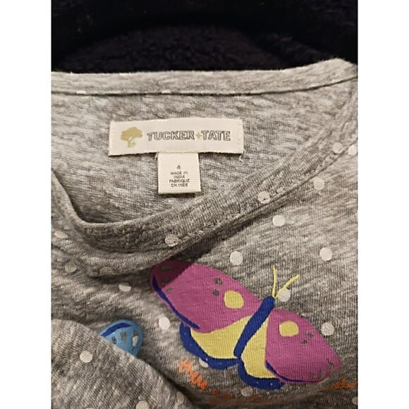 Tucker + Tate Ruffle Sleeve Shirt in Grey Heather Butterfly/ NWT, Size 4 - Picture 3 of 3